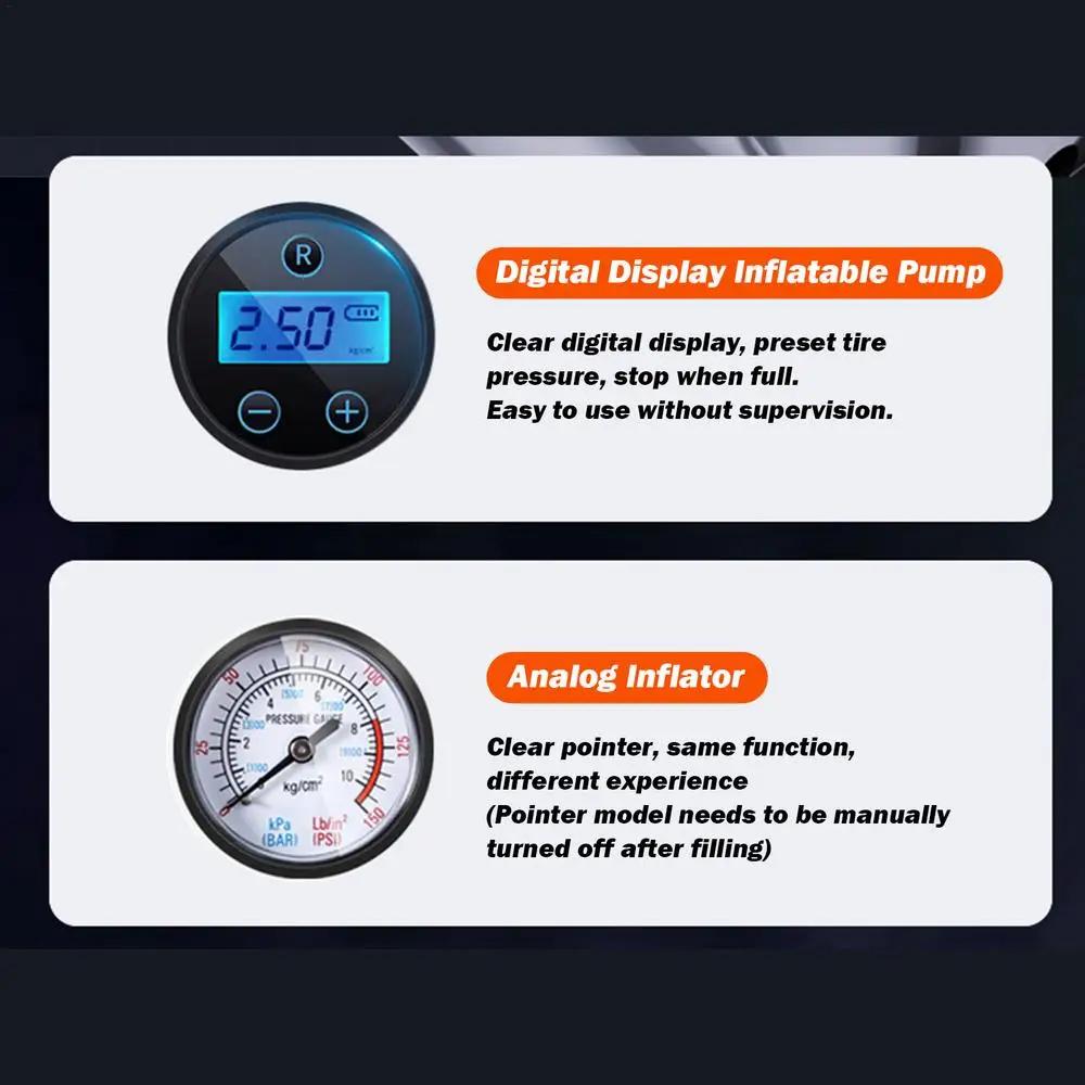 Портативный электрический накачивающий автомобильный компрессор, воздушный насос со светодиодной подсветкой, портативный компрессор для накачивания автомобильных шин, накачивающий автомобильные шины