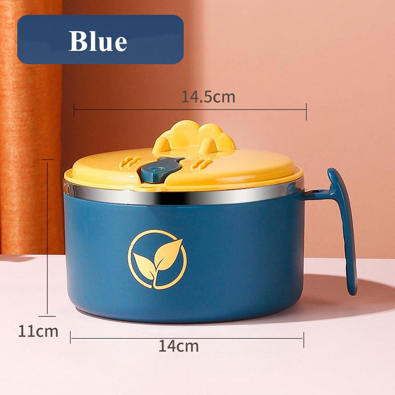 Корейские простые миски из нержавеющей стали для лапши быстрого приготовления с крышкой-ручкой, двухслойная коробка для ланча Bento, креативная кухонная миска для супа Ramen