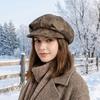 Solid Color Pu Leather Beret British Style Painter Hat Elegant Women's Beret  Autumn Winter