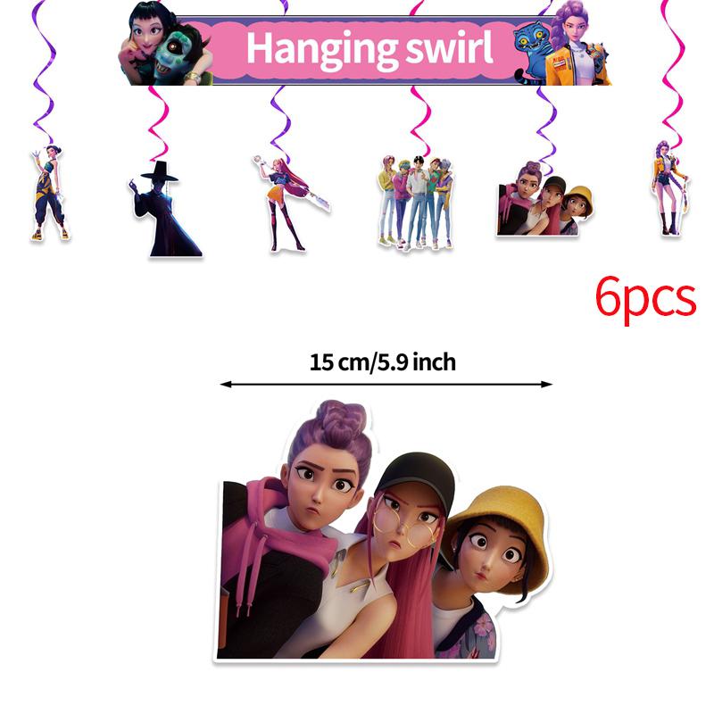 Kpop Demon Hun Theme Party Disposable Tableware Hunter Flag Balloon Caketopper Decor Hunters Group Birthday Party Accessorie