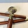 Трость с гравированной латунной ручкой, полированная рукоять из твердого дерева, аксессуар викторианского джентльмена