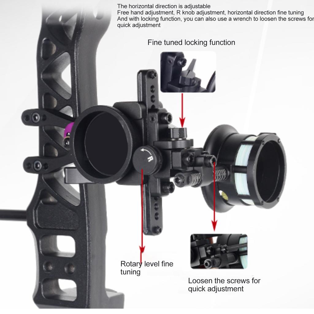 Прицел для стрельбы из лука из алюминиевого сплава, 1-контактный комбинированный прицел для лука с адаптером для тренировок с луком, черный
