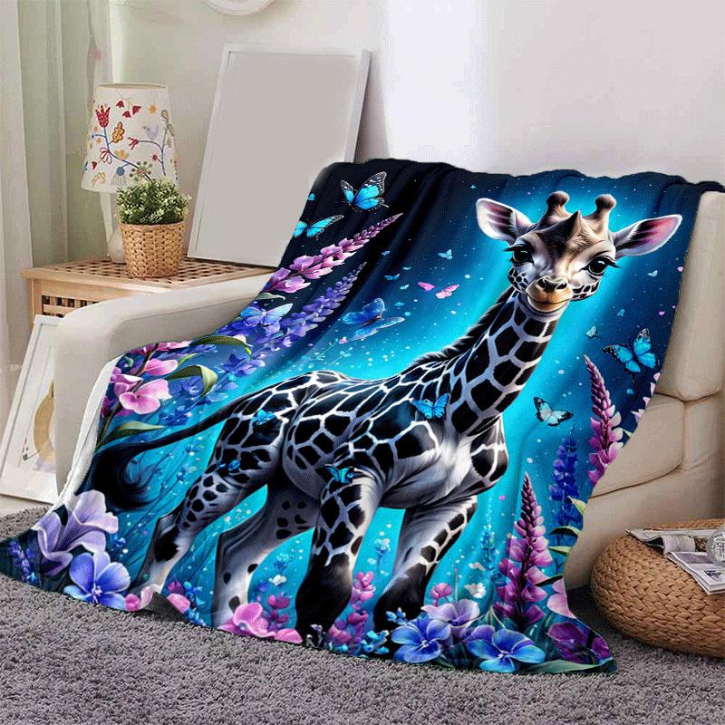 1pc Deer Printing Lightweight Flannel Blanket, Comfortable and Warm Blanket, for Camping Sofa Bed and Couch Office, Suitable for Gift Blanket
