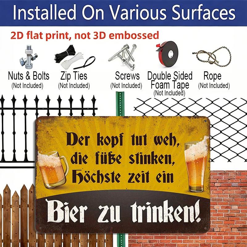 2D Flat, 1pc Vintage Aluminum Metal Sign "It's High Time To Drink A Beer" - Retro Wall Art for Bar, Kitchen, Pub Decor - 8x12 Inch Rustic Gift for