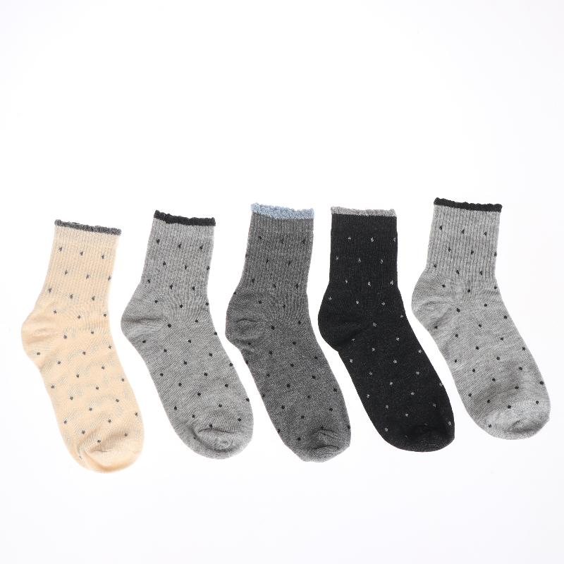 1 пара носков с осенним краем, женские весенне-осенние носки до середины икры, милые носки в горошек, студенческие носки, женские носки