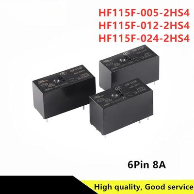 2 шт./лот 100% новое реле HF115F-005-2HS4 HF115F 012-2HS4 HF115F 024-2HS4 HF115F-012-2HS4 HF115F 005 2HS4 5 В 12 В 24 В 6PIN 8A