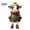 Durable Resin Holiday Keepsakes Christmas Shelf Sitter Figurines, Retro Farm Animal Hanging Leg Decor, Rustic Country Decorations Ornaments for Mantel