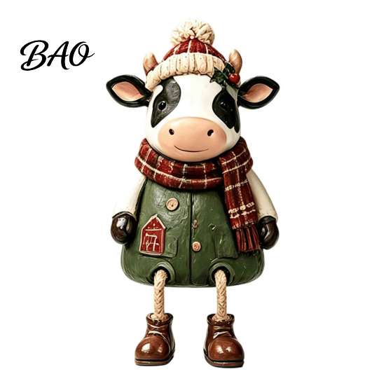Durable Resin Holiday Keepsakes Christmas Shelf Sitter Figurines, Retro Farm Animal Hanging Leg Decor, Rustic Country Decorations Ornaments for Mantel