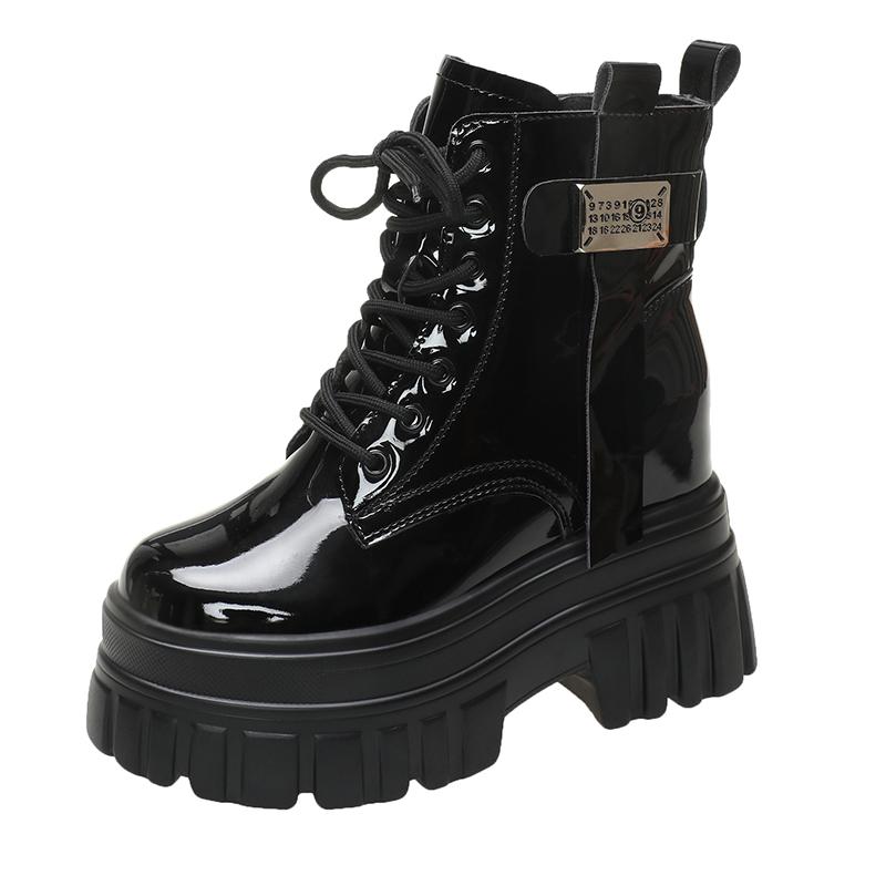 Обувь для женщин 2024 года, модные женские ботинки на шнуровке, зимние, с круглым носком, из бархата, сохраняющие тепло, на платформе, с толстым каблуком, короткие ботинки-бочонки