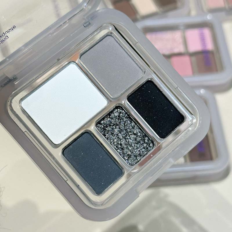 5-Color Shiny Punk Blue Eyeshadow Palette Glitter Pearlescent Eye Shadow Palette Lasting Waterproof Nude Pink Eye Pigment Makeup