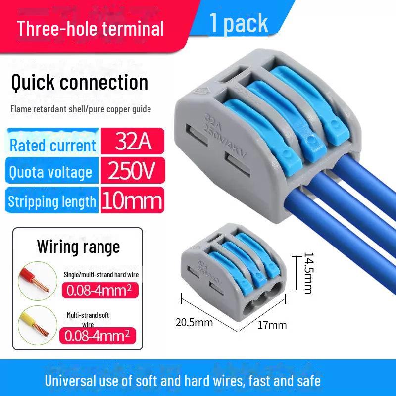 Быстроразъемный терминал PCT SPL-12345: 2-позиционный многофункциональный электрический соединитель для проводов 4 калибра, 2 входа, 2 выхода