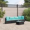 VidaXL Garden Lounge Set 5 Pcs with Cushions Black Wicker, Outdoor Sofa Set, Garden Corner Sofa, 3308372
