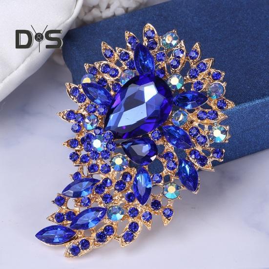 Vintage Crystal Brooch Anti-oxidation Anti-rust Alloy Lapel Pin Chic Colorful Crafted Pin Gift for Her