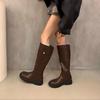 Retro Small Brown Boots Thick-soled Women's Boots Autumn and Summer New Thick Heel High Boots Knight Boots Western Boots