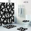 Animal Pattern Bathroom Shower Curtain Floor Mat Toilet Cover Foot Mat Four-Piece Pattern Size
