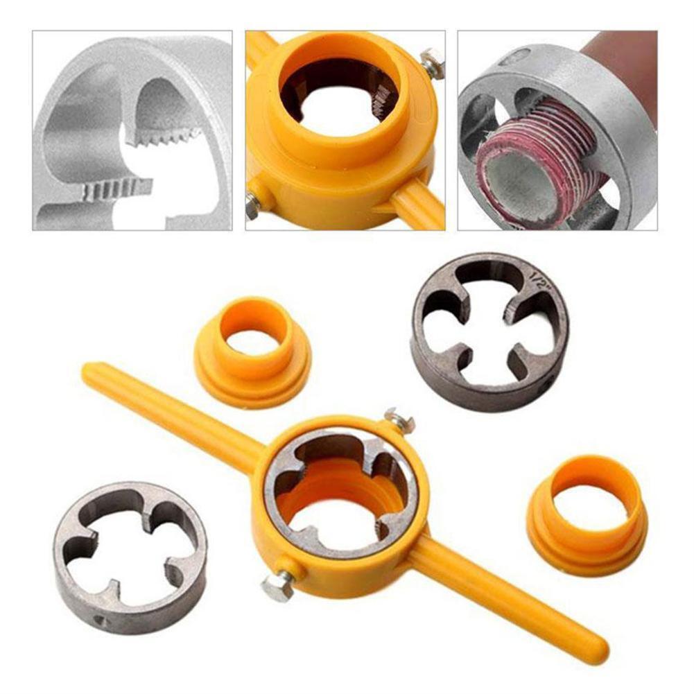 6 шт. Набор для нарезания резьбы на трубах, набор метчиков и плашек с ключом 1/2", 3/4" и 1" плашки, инструмент для нарезания круглой резьбы на трубах для дома, друзей, родственников