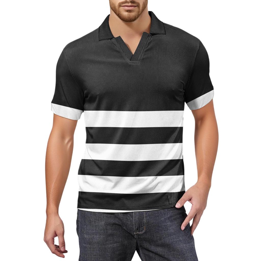 Мужская модная футболка для гольфа с коротким рукавом и V-образным вырезом