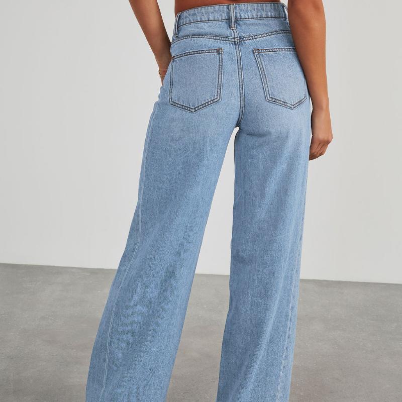 Модные прямые джинсы с кисточками, женские джинсовые брюки с высокой талией и карманами на пуговицах, женские повседневные свободные широкие брюки, новинка 2025 года