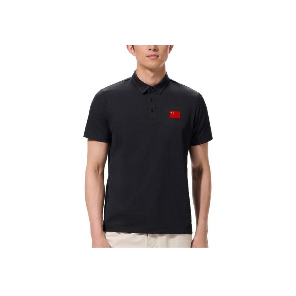 Anta Champion Series Solid Color National Flag Print Short Sleeve Polo Shirt Men Polo Shirts Night-Sea-Black 152320128-3