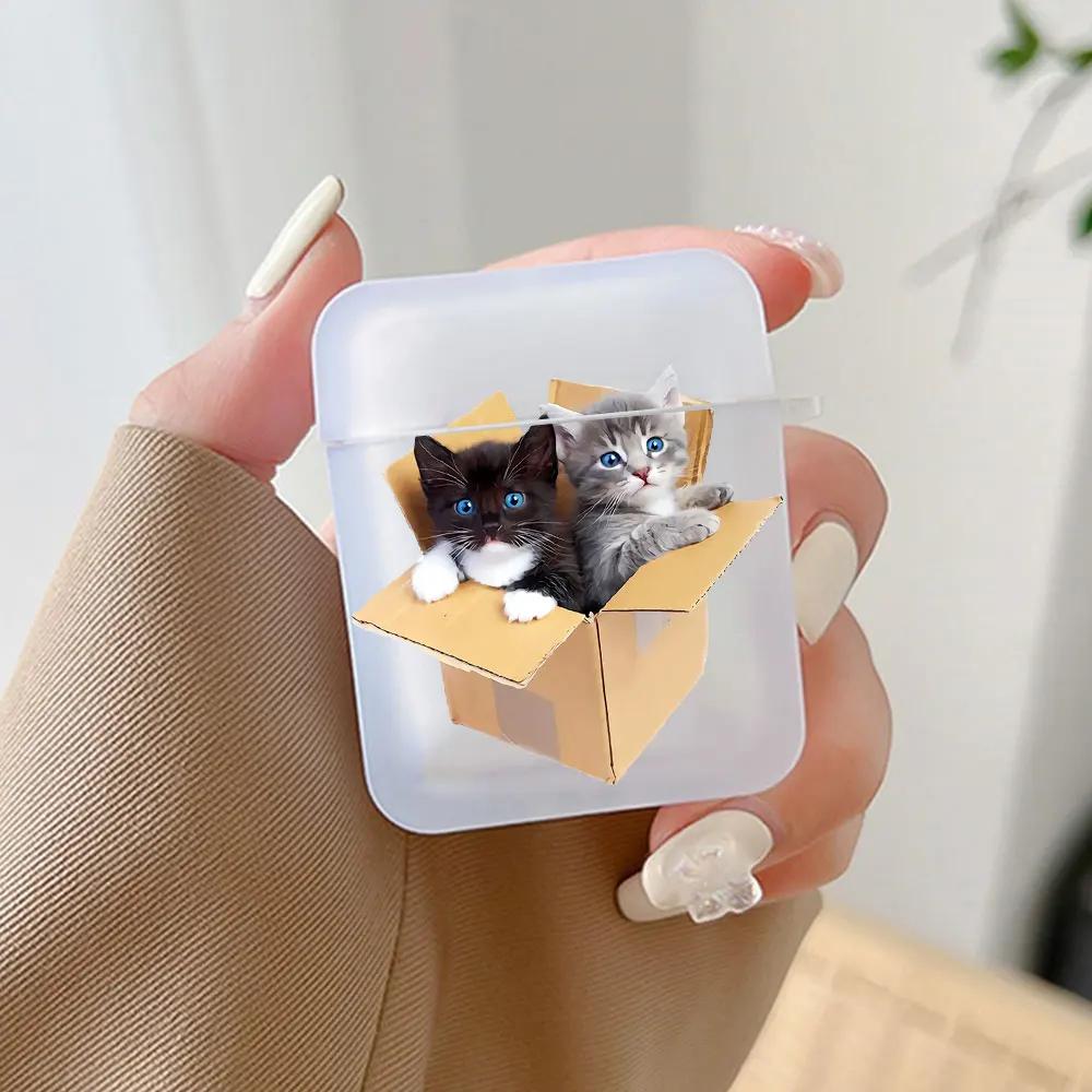 Милый чехол для наушников в виде животного с кошачьими ушками для Airpods 4-го 3-го Pro 3 2 Ударопрочные чехлы для Airpod 2 3 1 Защитный аксессуар Чехол Fundas