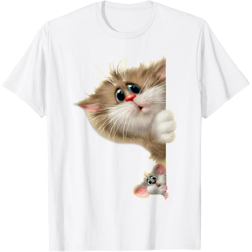 Eagerlys Cute Cat Mouse Art Hiding, Hide - Cat - Mouse Men Women T-Shirt