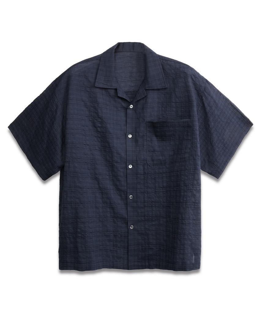 DOFFJASON Breeze Seersucker Check Shirt Blue