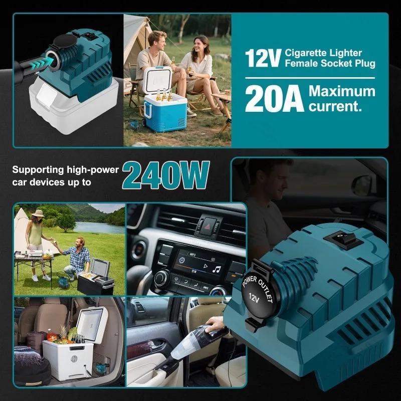 Для аккумулятора Makita 18 В к адаптеру питания 12 В 240 В для автомобильного холодильника, порта прикуривателя, понижающий преобразователь, регулятор, аксессуар для инструмента