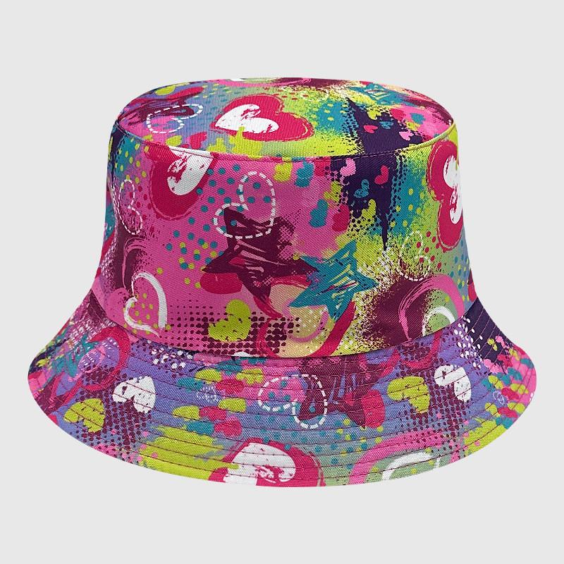 Tie Dye Fisherman Hat Uv Protection Assorted Colors Print Butterfly Cat Cap Leaf
