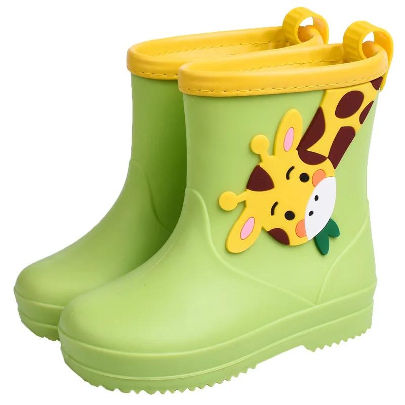 Ботинки Bota Girl Shoe Kid Rain Shoes Cute Cartoon Boy Girl Soft Non-Slips Rubber Boots Plush warm Kids Rain Shoes PVC Waterproof Water Boots