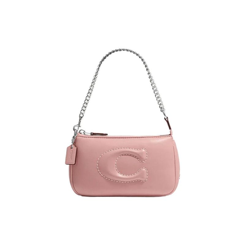 Coach Nolita 19 Однотонный Письмо Большой Логотип Стеганый На молнии Хранение Сумка-тоут Маленькие Женские сумки Светло-розовый CJ527-SVLP