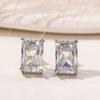 Fashion Contracted Square CZ Stud Earrings Women Silver Color Ear Piercing Series Accessories Simple Versatile Jewelry