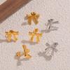 British Style New Bow Personalized Fashion Stud Earrings Titanium Steel Plated 18K Gold Temperament Earrings