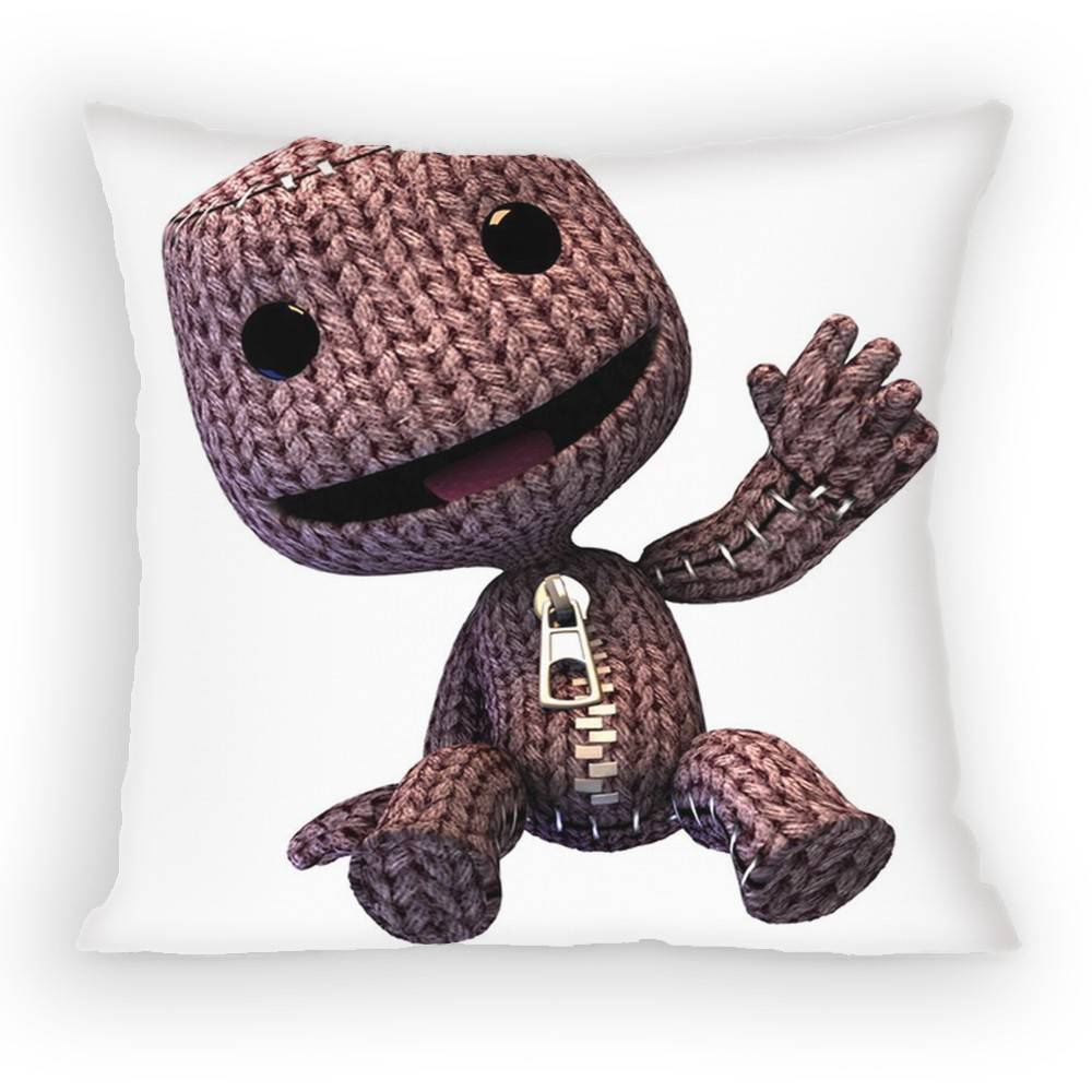 Funny LBP Sackboy Cartoon Style Pillow Case Antidustmite Pillowcase Invisible zipper silky short plush Sofa cushion cover
