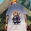 New Men's T-Shirt 3d Samurai Cat Short Sleeve T-Shirt 2024 Summer Quick Drying Casual Tees Tops Casual Oversized T-Shirt For Men