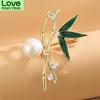 Famous Brand Fashion Bamboo Enamel Crystal Pins Brooch Elegant Women Lady High Quality Simple Design Corsage Dress Suit Badges