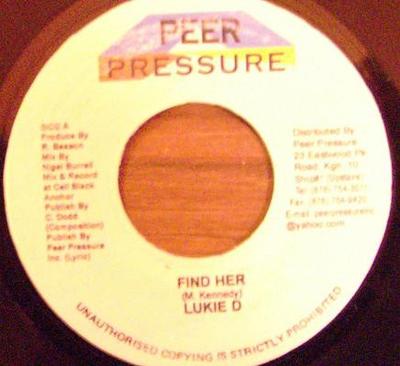 7-дюймовая пластинка LUKIE D - Find Her NONE Peer Pressure 2001 Ямайка Регги, Ска и Даб Б/у