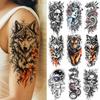 1 Sheet Wolf Tiger Astronaut Dragon Skeleton Temporary Tattoos For Women Men Adults Fake Skull Flower Tattoo Sticker Waterproof