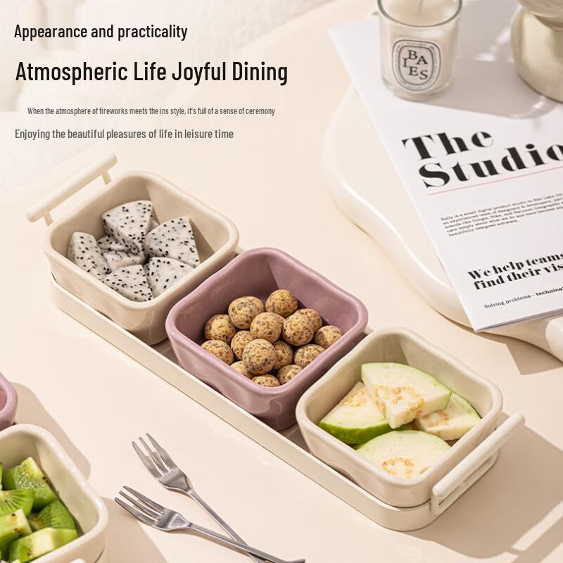 Ceramic Divided Snack & Fruit Platter Set