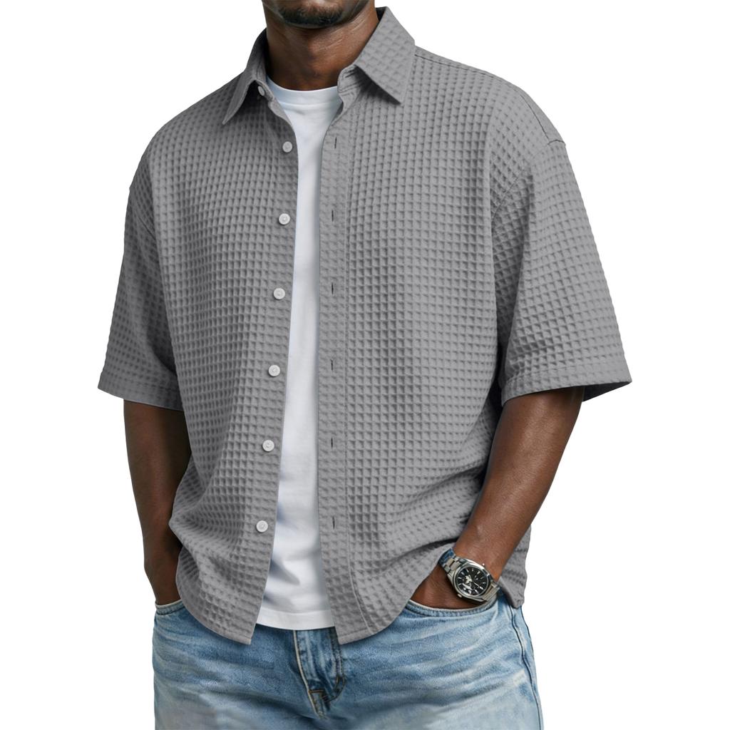 Мужская повседневная рубашка с пуговицами и коротким рукавом