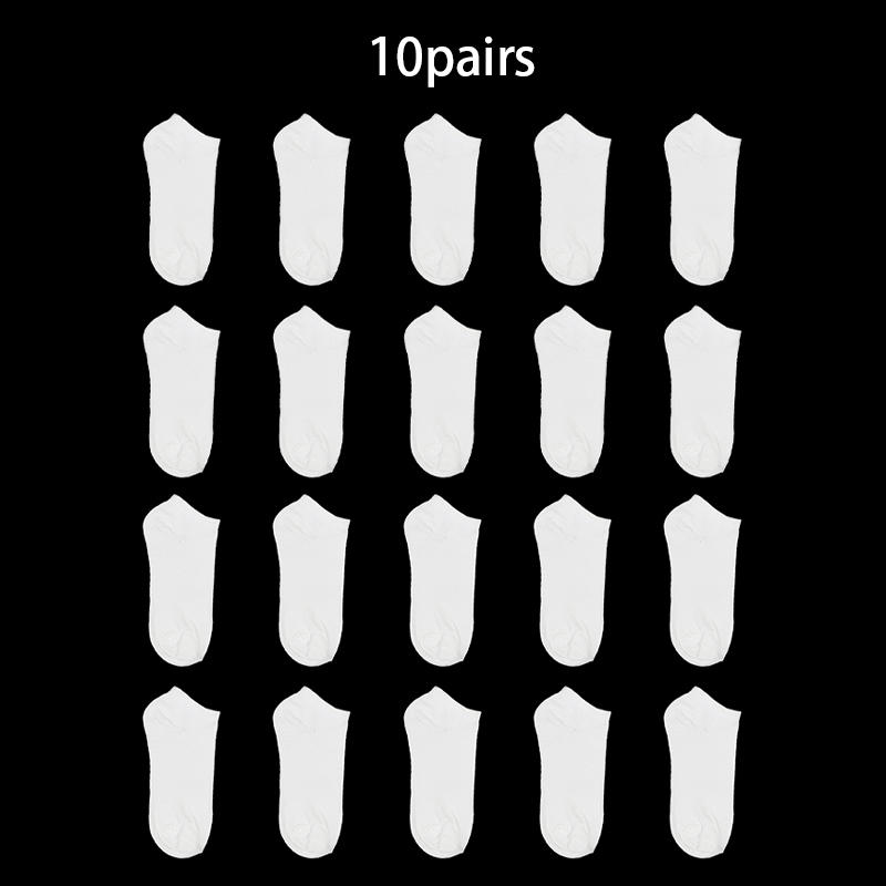 10pairs Men's Socks Low Cut Breathable Business Boat Sock Summer Solid Color Comfortable Ankle Casual Cotton White Black Socks