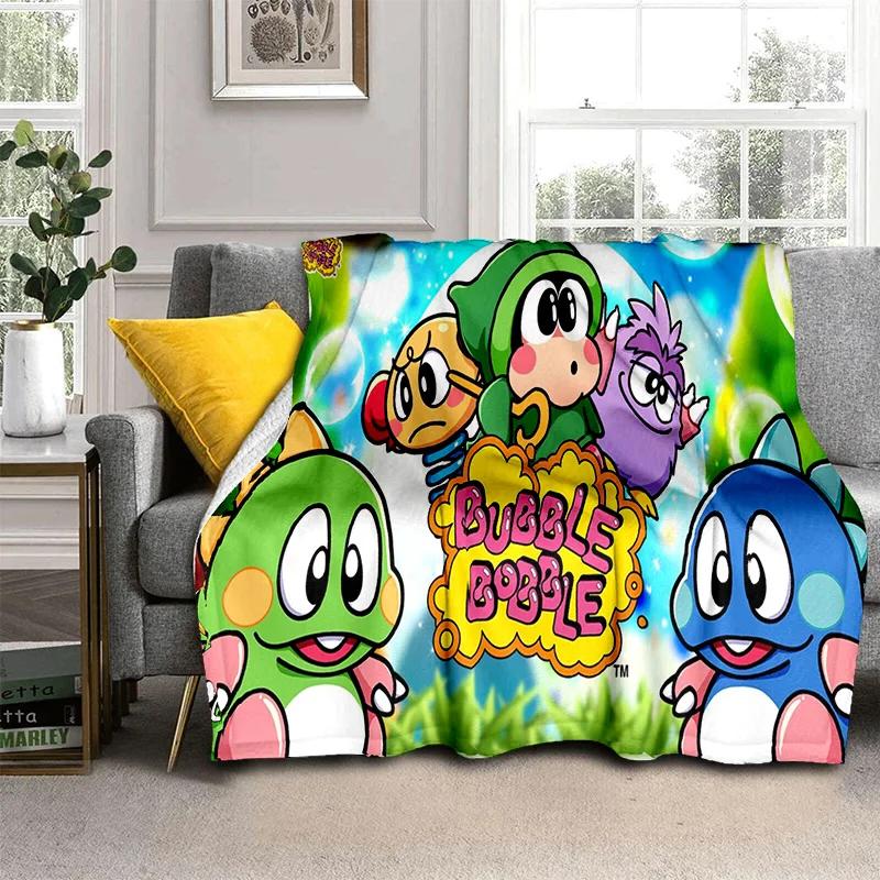 Мультяшная игра Bubble Bobble Геймер 3D Плед, Мягкий плед для дома Спальни Кровати Дивана Пикника Путешествия Офиса Покрывало Дети