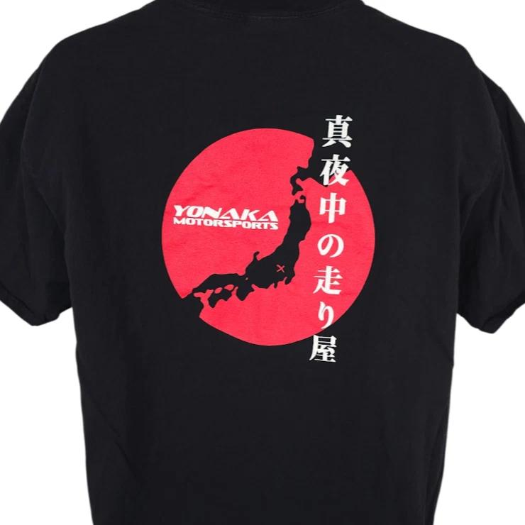 Yonaka Motorsports 100% Cotton T-shirt Mens Tees Top Mens Size Large Black Racing Midnight Racer Japanese