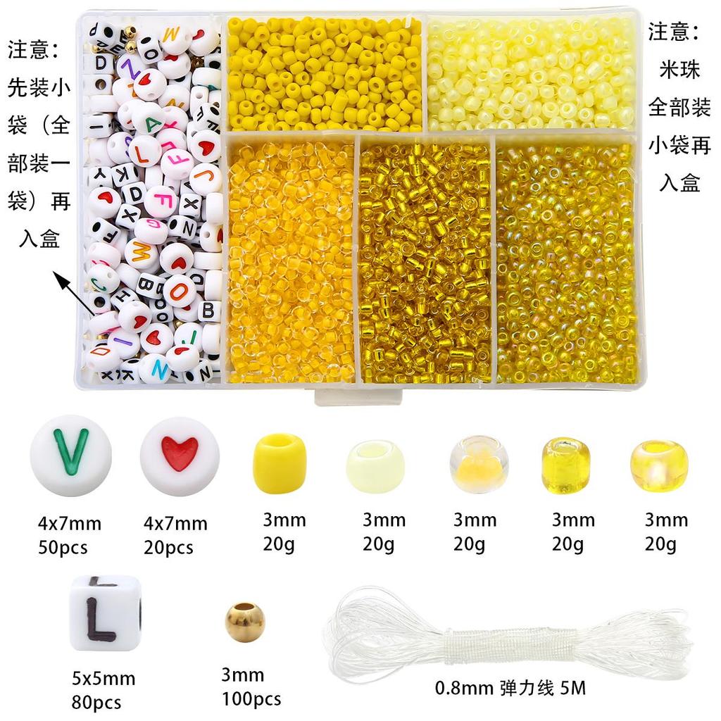 3 мм, 1 компл./упак., браслет из рисовых бусин с буквами, многоцветная однотонная коробка для красок, ожерелье из бисера «сделай сам», аксессуары