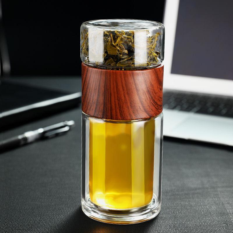 Высококачественная двойная стеклянная бутылка для воды с чехлом, бутылка для чая, заварочный стакан, бутылка для воды, экологически чистая