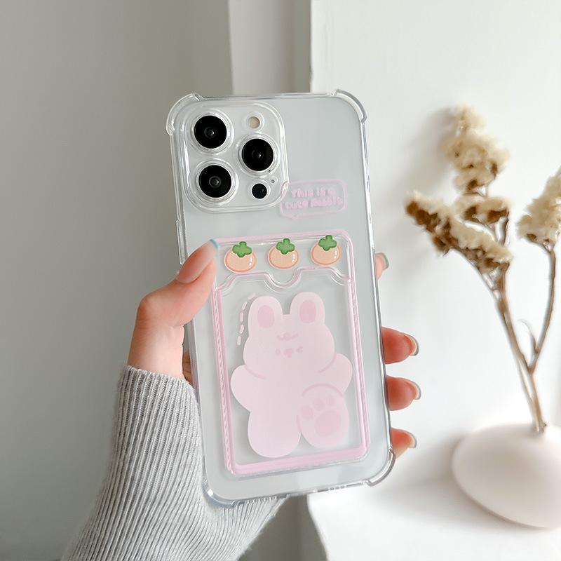 Чехол-карта Zhitai Cartoon Rabbit для iPhone 13, 14 Pro и 15 Pro Max