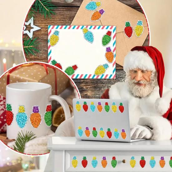 500 шт. Рождественские наклейки в рулоне Блестящие Елка/Кленовый лист/Шапка Санты Наклейки-пломбы Водонепроницаемые Самоклеящиеся Декали