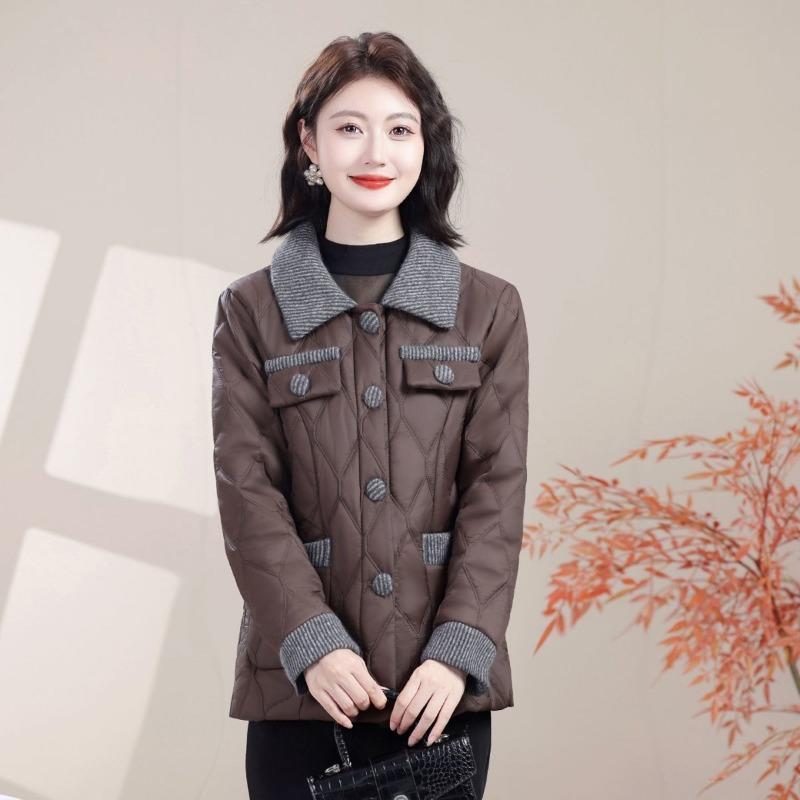 Короткое хлопковое пальто в стиле колор-блок для женщин, утолщенное и теплое, осенне-зимнее, с лацканами, карманом, на пуговицах, кардиган, модное пальто-топ