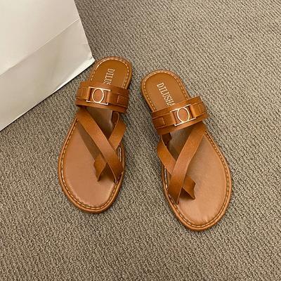 Модные летние туфли в римском стиле с мягкой подошвой, женские сандалии для пляжа с открытым носком, однотонные сандалии из искусственной кожи с раздельным носком, женские с ремешками