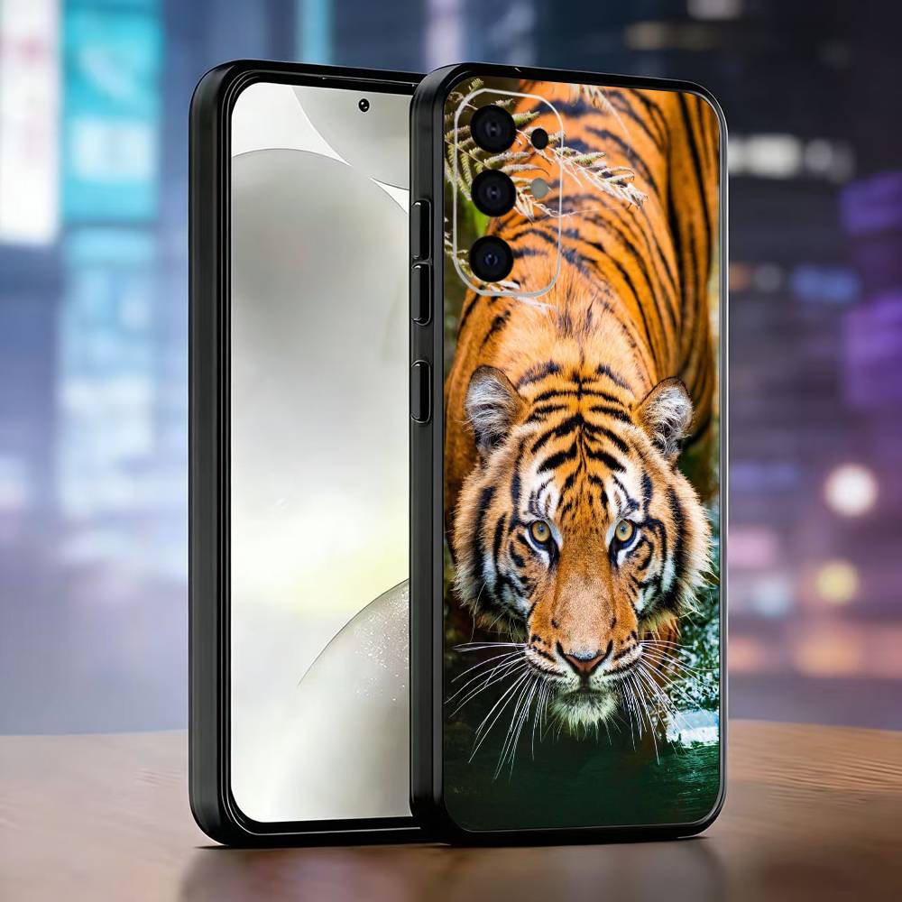 Чехол для телефона с тематикой тигра, черный силикон, мягкий, для Samsung S25, S24, S21, S22, S23, S30, Ultra, S20, Plus, Fe, Lite