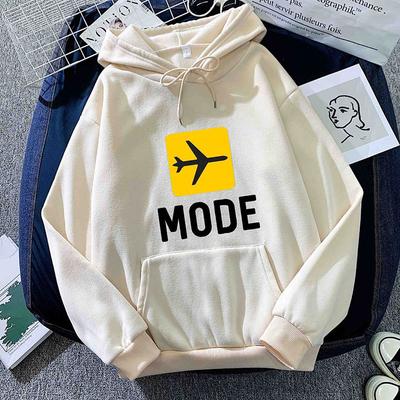 Осеннее худи женское повседневное с капюшоном, креативное худи в тон, уличная одежда с принтом «Режим полета», худи с монограммой